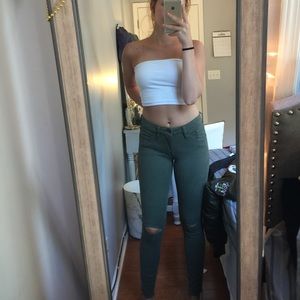 Army green skinny jeans
